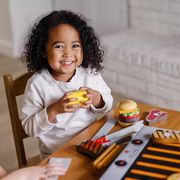 imageMelissa ampamp Doug Grill and Serve BBQ Set 20 pcs  Wooden Play Food and Accessories