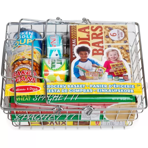 imageMelissa ampamp Doug Grocery Basket  Pretend Play Toy With Heavy Gauge Steel Construction  Food Groceries Shopping Basket For Kids Ages 3Grocery Basket