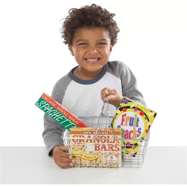 imageMelissa ampamp Doug Grocery Basket  Pretend Play Toy With Heavy Gauge Steel Construction  Food Groceries Shopping Basket For Kids Ages 3Grocery Basket