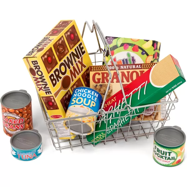 imageMelissa ampamp Doug Grocery Basket  Pretend Play Toy With Heavy Gauge Steel Construction  Food Groceries Shopping Basket For Kids Ages 3Grocery Basket