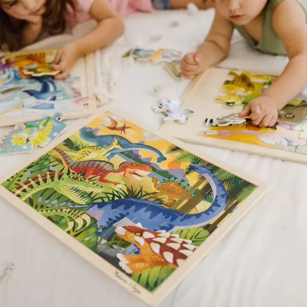 imageMelissa ampamp Doug Jigsaw Puzzle Bundle DinosaurSafari and Ocean  Animal Puzzles Wooden Jigsaw Puzzles For Kids Ages 3Dinosaur Safari and Ocean