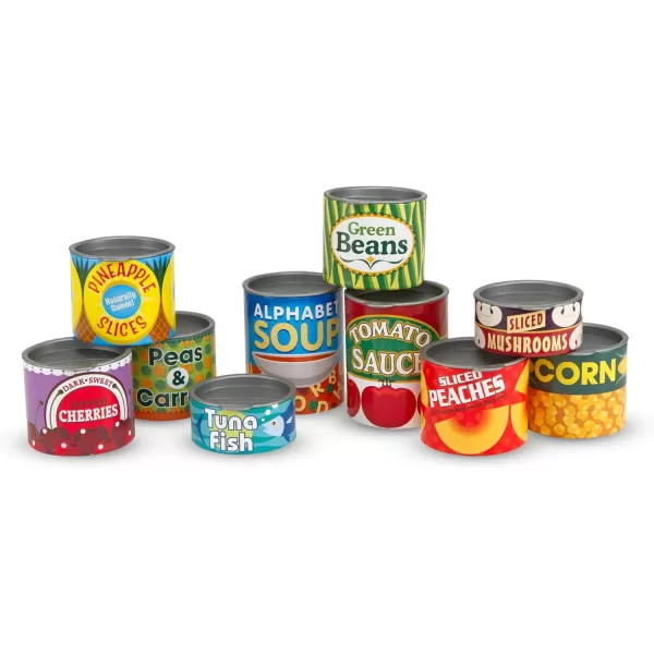 imageMelissa ampamp Doug Lets Play House Grocery Cans Play Food Kitchen Accessory 3 years 10 Stackable Cans With Removable Lids