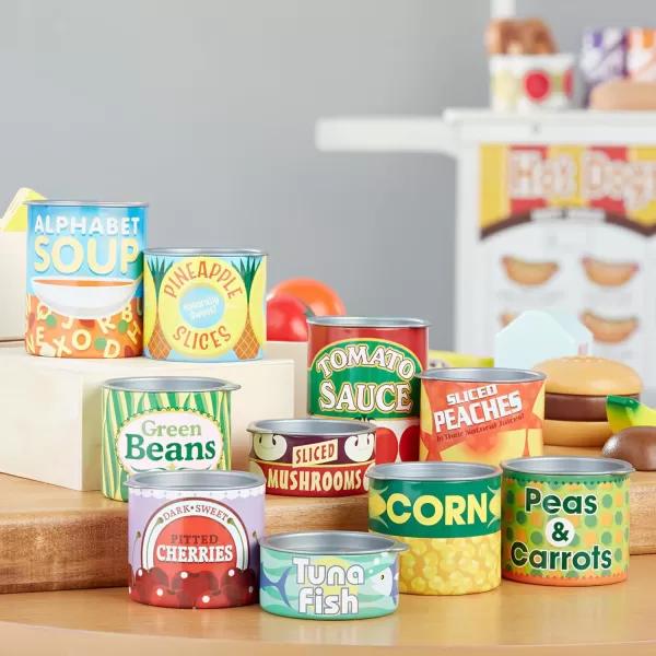 imageMelissa ampamp Doug Lets Play House Grocery Cans Play Food Kitchen Accessory 3 years 10 Stackable Cans With Removable Lids