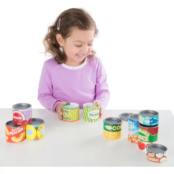 imageMelissa ampamp Doug Lets Play House Grocery Cans Play Food Kitchen Accessory 3 years 10 Stackable Cans With Removable Lids