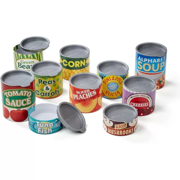 imageMelissa ampamp Doug Lets Play House Grocery Cans Play Food Kitchen Accessory 3 years 10 Stackable Cans With Removable Lids