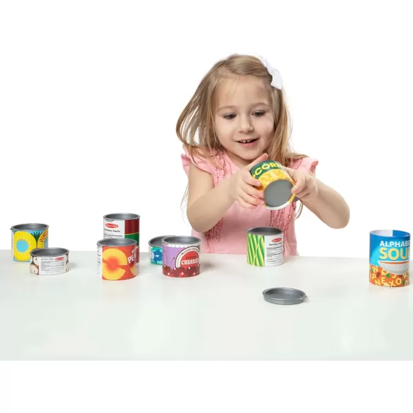 imageMelissa ampamp Doug Lets Play House Grocery Cans Play Food Kitchen Accessory 3 years 10 Stackable Cans With Removable Lids