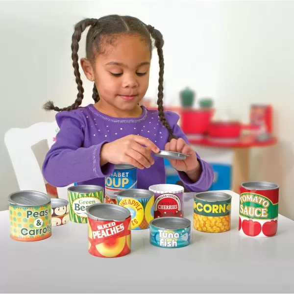 imageMelissa ampamp Doug Lets Play House Grocery Cans Play Food Kitchen Accessory 3 years 10 Stackable Cans With Removable Lids