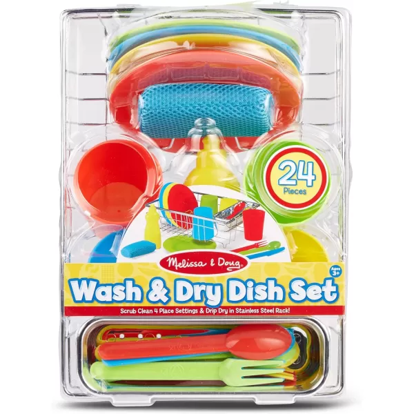 imageMelissa ampamp Doug Lets Play House Wash and Dry Dish Set 24 pcsDish Set