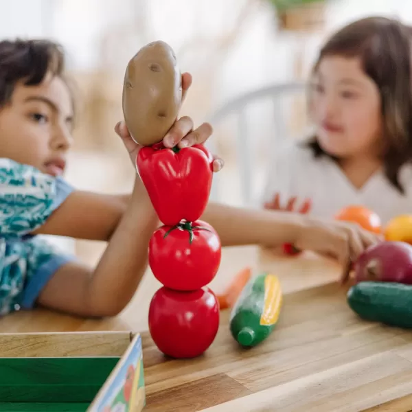 imageMelissa ampamp Doug PlayTime Produce Fruit 9 pcs and Vegetables 7 pcs Realistic Play FoodOrange