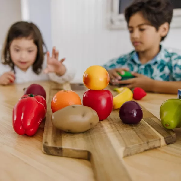 imageMelissa ampamp Doug PlayTime Produce Fruit 9 pcs and Vegetables 7 pcs Realistic Play FoodOrange