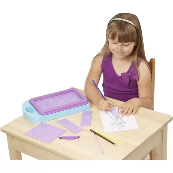 imageMelissa ampamp Doug Princess Design Activity Kit  9 DoubleSided Plates 4 Colored Pencils Rubbing CrayonPrincess Design