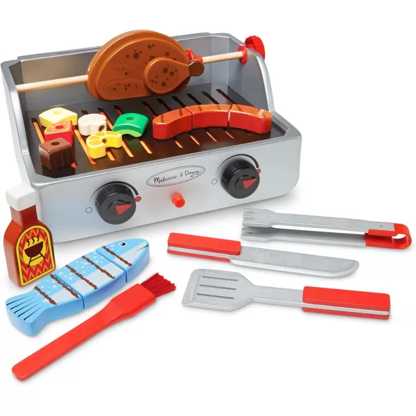 imageMelissa ampamp Doug Rotisserie and Grill Wooden Barbecue Play Food Set 24 pcs