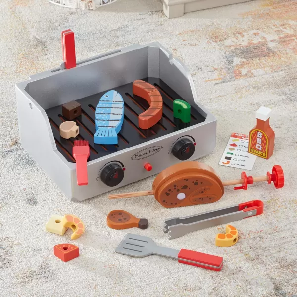 imageMelissa ampamp Doug Rotisserie and Grill Wooden Barbecue Play Food Set 24 pcs
