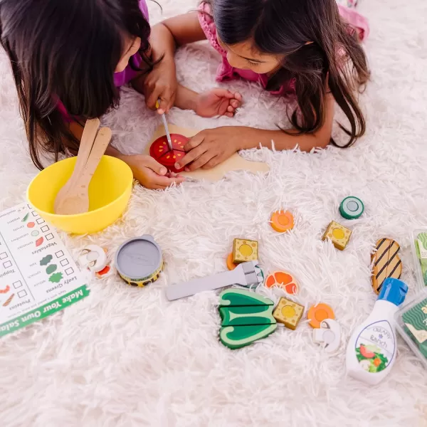 imageMelissa ampamp Doug Slice and Toss Salad Play Set  52 Wooden and Felt Pieces  Green  Pretend Food Kitchen Accessories For Kids Ages 3
