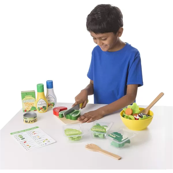 imageMelissa ampamp Doug Slice and Toss Salad Play Set  52 Wooden and Felt Pieces  Green  Pretend Food Kitchen Accessories For Kids Ages 3