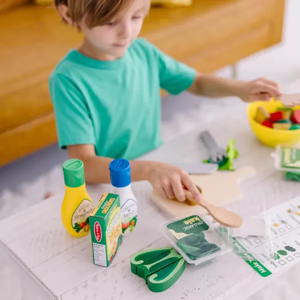 imageMelissa ampamp Doug Slice and Toss Salad Play Set  52 Wooden and Felt Pieces  Green  Pretend Food Kitchen Accessories For Kids Ages 3