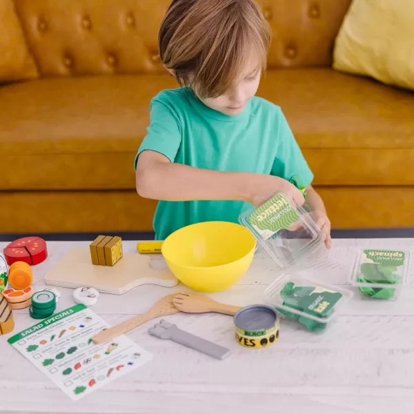 imageMelissa ampamp Doug Slice and Toss Salad Play Set  52 Wooden and Felt Pieces  Green  Pretend Food Kitchen Accessories For Kids Ages 3