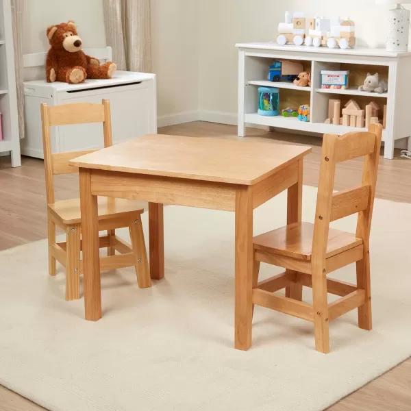 imageMelissa ampamp Doug Solid Wood Table and 2 Chairs Set  Light Finish Furniture for PlayroomBlonde