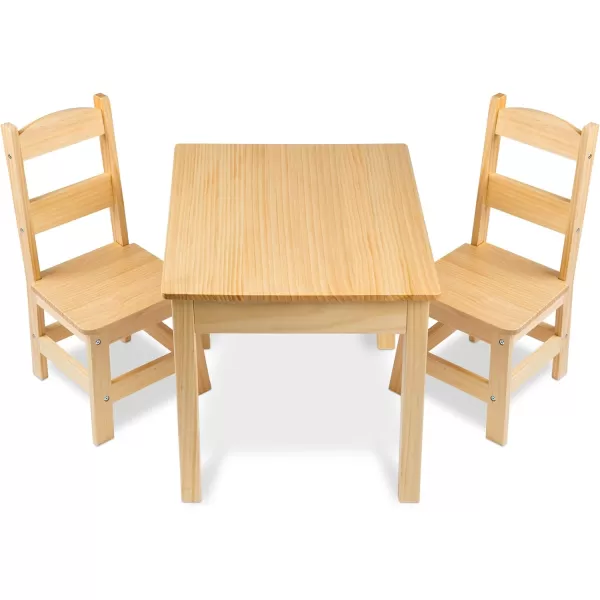 imageMelissa ampamp Doug Solid Wood Table and 2 Chairs Set  Light Finish Furniture for PlayroomBlonde