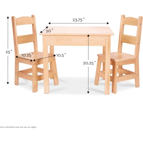 imageMelissa ampamp Doug Solid Wood Table and 2 Chairs Set  Light Finish Furniture for PlayroomBlonde