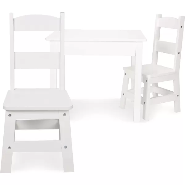 imageMelissa ampamp Doug Solid Wood Table and 2 Chairs Set  Light Finish Furniture for PlayroomWhite