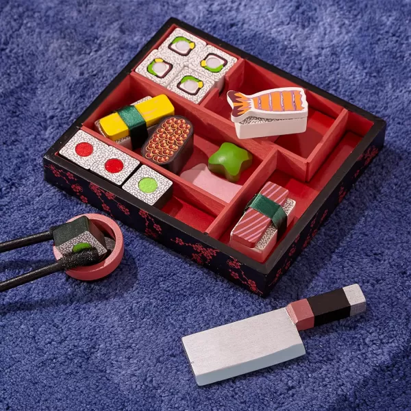 imageMelissa ampamp Doug Sushi Slicing Play Food Set  Pretend Play Kitchen Toys Wooden Sushi Food For Play Pretend Sushi For Kids Ages 3