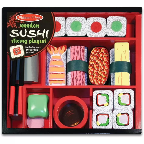 imageMelissa ampamp Doug Sushi Slicing Play Food Set  Pretend Play Kitchen Toys Wooden Sushi Food For Play Pretend Sushi For Kids Ages 3