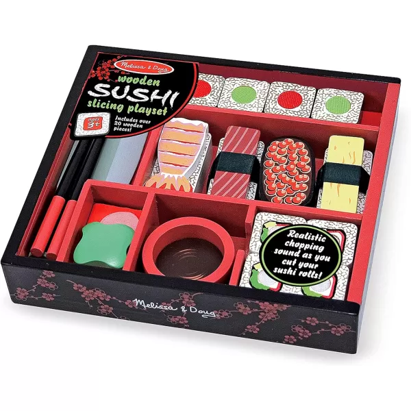 imageMelissa ampamp Doug Sushi Slicing Play Food Set  Pretend Play Kitchen Toys Wooden Sushi Food For Play Pretend Sushi For Kids Ages 3