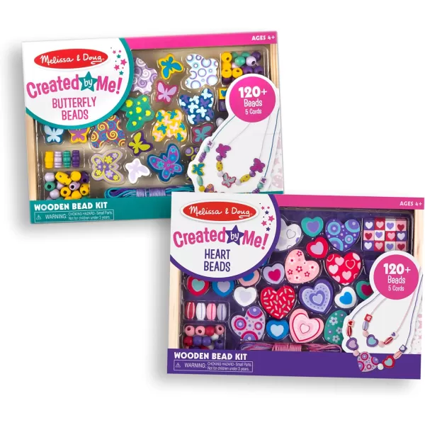 imageMelissa ampamp Doug Sweet Hearts and Butterfly Friends Bead Set of 2  250 Wooden BeadsHearts  Butterflies