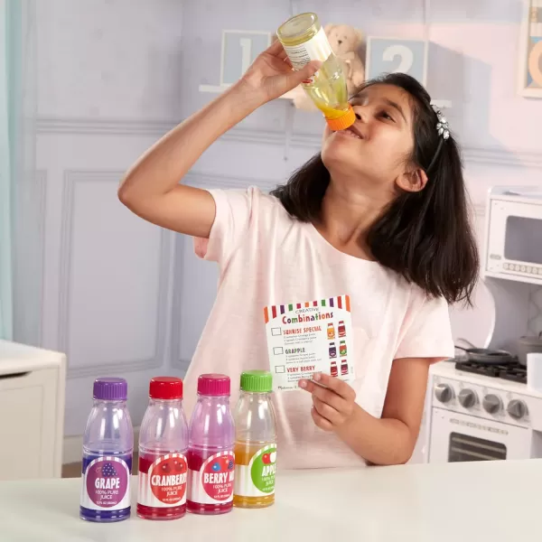 imageMelissa ampamp Doug Tip ampamp Sip Toy Juice Bottles and Activity Card 6 Pcs Pretend Play Food Set Play Kitchen Food For Ages 3Juice Bottles