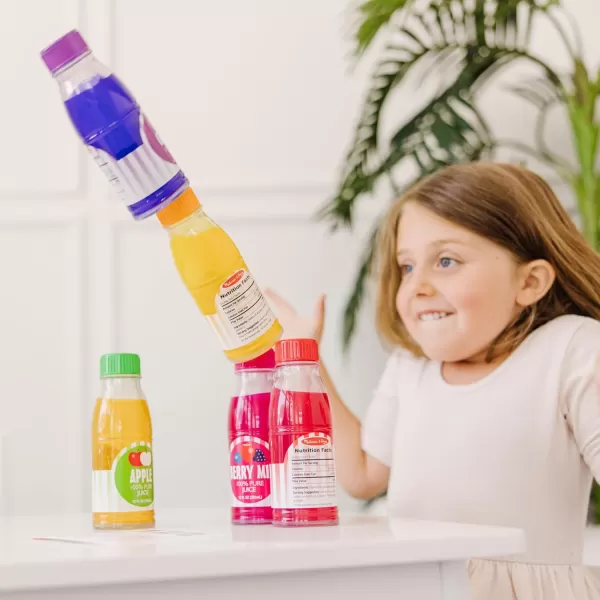 imageMelissa ampamp Doug Tip ampamp Sip Toy Juice Bottles and Activity Card 6 Pcs Pretend Play Food Set Play Kitchen Food For Ages 3Juice Bottles