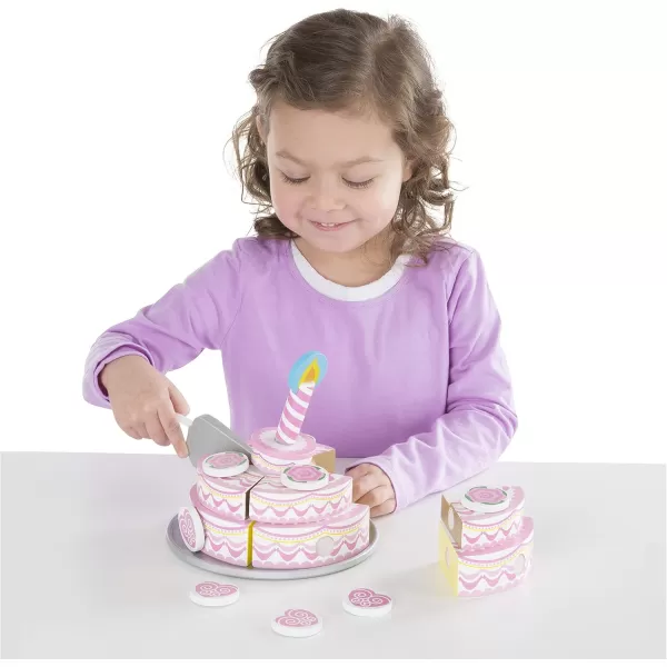 imageMelissa ampamp Doug TripleLayer Party Cake Wooden Play Food Set  Birthday Cake Pretend Food Play Set For Toddlers Kids Ages 3English Only