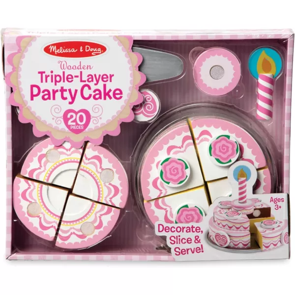 imageMelissa ampamp Doug TripleLayer Party Cake Wooden Play Food Set  Birthday Cake Pretend Food Play Set For Toddlers Kids Ages 3English Only