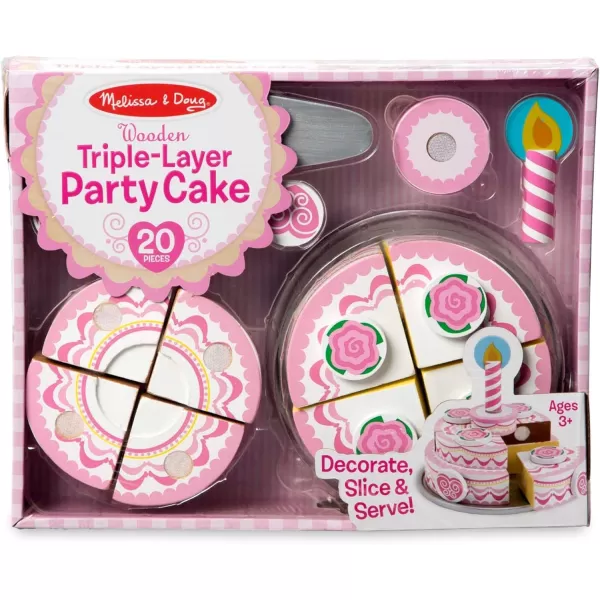 imageMelissa ampamp Doug TripleLayer Party Cake Wooden Play Food Set  Birthday Cake Pretend Food Play Set For Toddlers Kids Ages 3English Only