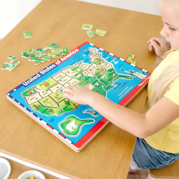 imageMelissa ampamp Doug USA Map Sound Puzzle  Wooden Puzzle With Sound Effects 40 pcs Multicolor  States And Capitals Map Puzzle Educational Toy Geography For Kids Ages 5