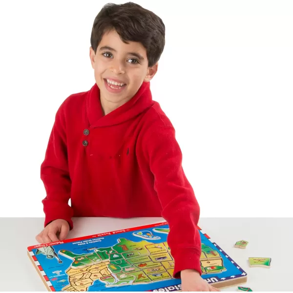 imageMelissa ampamp Doug USA Map Sound Puzzle  Wooden Puzzle With Sound Effects 40 pcs Multicolor  States And Capitals Map Puzzle Educational Toy Geography For Kids Ages 5