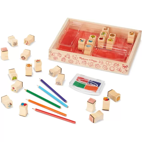 imageMelissa ampamp Doug Wooden Stamp Set Favorite Things  26 Stamps 4Color Stamp Pad With Washable Ink For Art Projects For Kids Ages 4Stamp Set