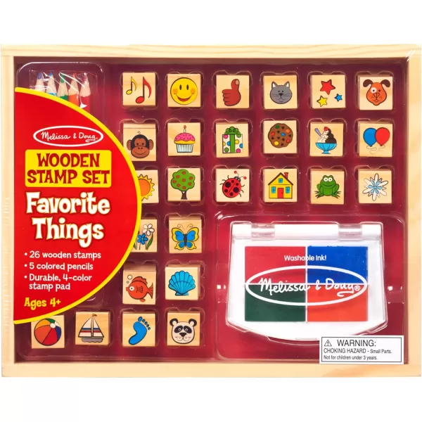 imageMelissa ampamp Doug Wooden Stamp Set Favorite Things  26 Stamps 4Color Stamp Pad With Washable Ink For Art Projects For Kids Ages 4Stamp Set