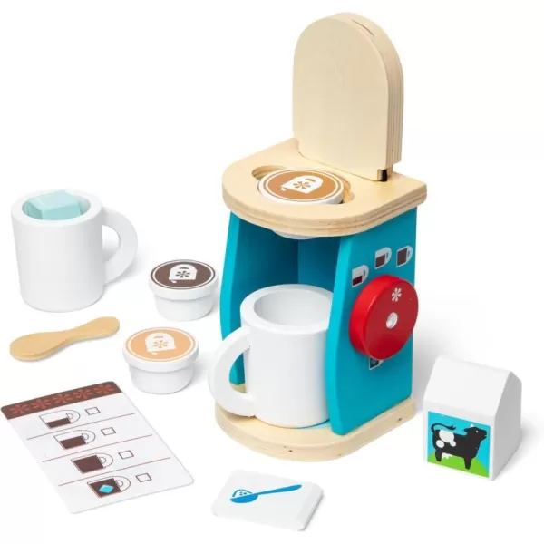 imageMelissa ampamp Doug 11Piece Coffee Set Multi  Pretend Play Kitchen Accessories Kids Coffee Maker Play Set For Girls And BoysFrustrationFree Packaging