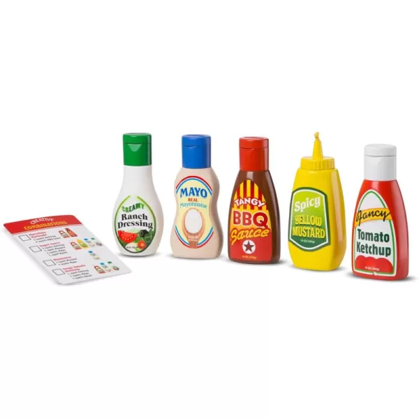 imageMelissa ampamp Doug 5Piece Favorite Condiments Play Food Set  Play Ketchup and Mustard Bottles Pretend Play Food Set For Kids Ages 3Favorite Condiments