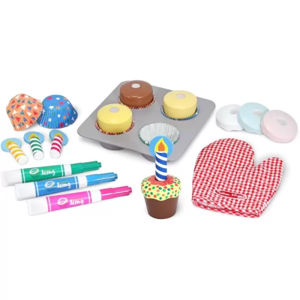 imageMelissa ampamp Doug Bake and Decorate Wooden Cupcake Play Food Set  FSC CertifiedEnglish Only