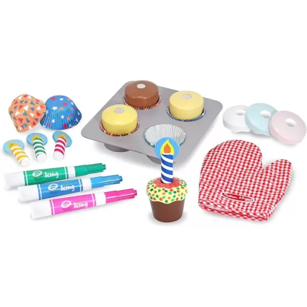 imageMelissa ampamp Doug Bake and Decorate Wooden Cupcake Play Food Set  FSC CertifiedMultilingual