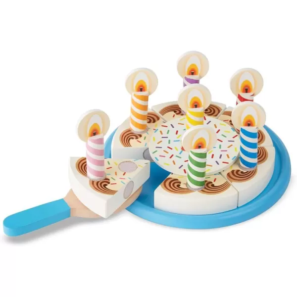 imageMelissa ampamp Doug Birthday Party Cake  Wooden Play Food With MixnMatch Toppings and 7 Candles