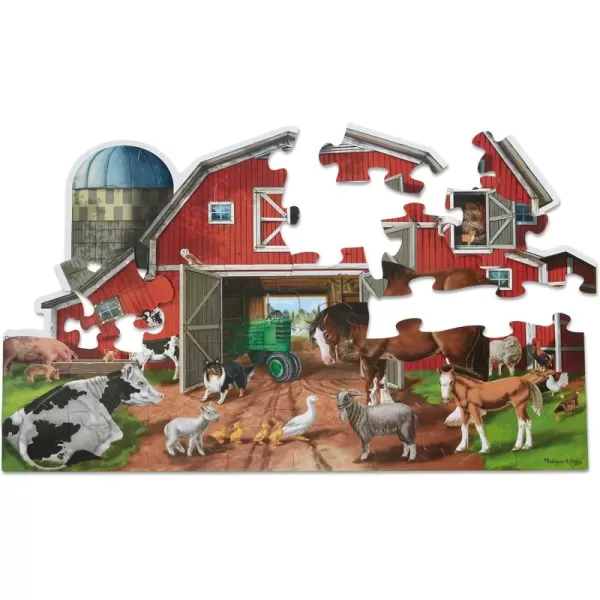 imageMelissa ampamp Doug Busy Barn Shaped Jumbo Jigsaw Floor Puzzle 32 pcs 2 x 3 feet  FSC CertifiedFloor Puzzle