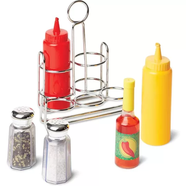 imageMelissa ampamp Doug Condiments Set 6 pcs  Play Food Stainless Steel Caddy