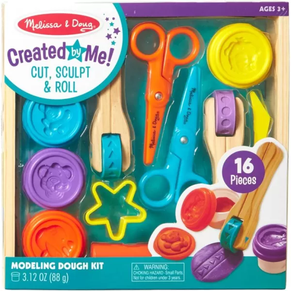 imageMelissa ampamp Doug Created by Me Cut Sculpt and Roll Modeling Dough Kit With 8 Tools and 4 Colors of Dough  with Stampers Arts And Crafts For Kids Ages 3