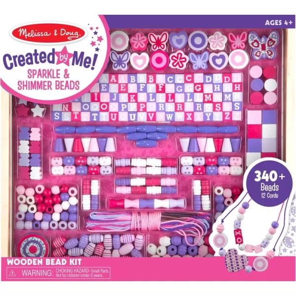 imageMelissa ampamp Doug Created by Me Sparkle ampamp Shimmer Beads Wooden Bead Kit 340 Beads for JewelryMaking