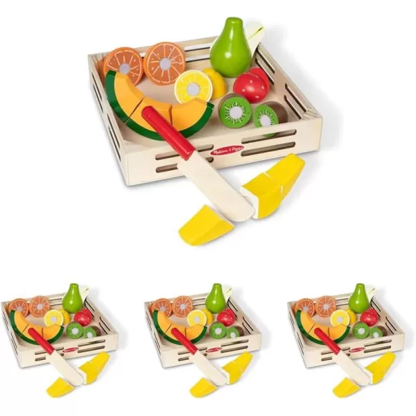 imageMelissa ampamp Doug Cutting Fruit Set  Wooden Play Food Kitchen Accessory Multi  Pretend Play Accessories Wooden Cutting Fruit Toys For Toddlers And Kids Ages 3One Size Pack of 4