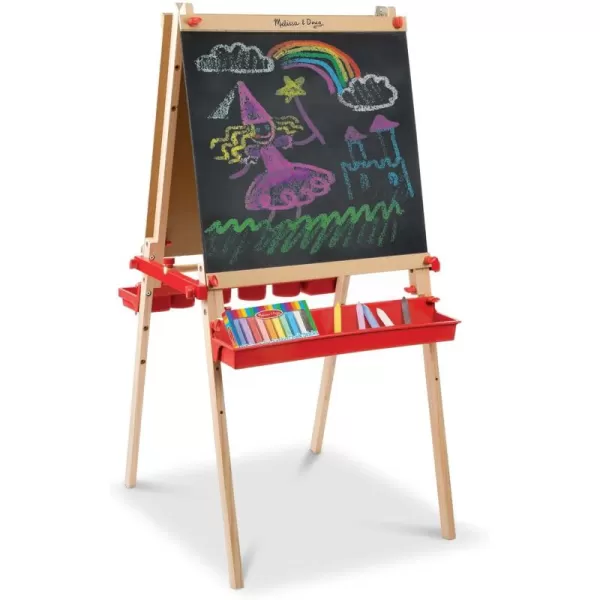 imageMelissa ampamp Doug Deluxe Magnetic Standing Art Easel With Chalkboard DryErase Board and 39 Letter and Number Magnets  FSC Certified