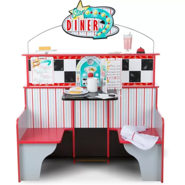 imageMelissa ampamp Doug DoubleSided Wooden Star Diner Restaurant Play SpaceRedRed